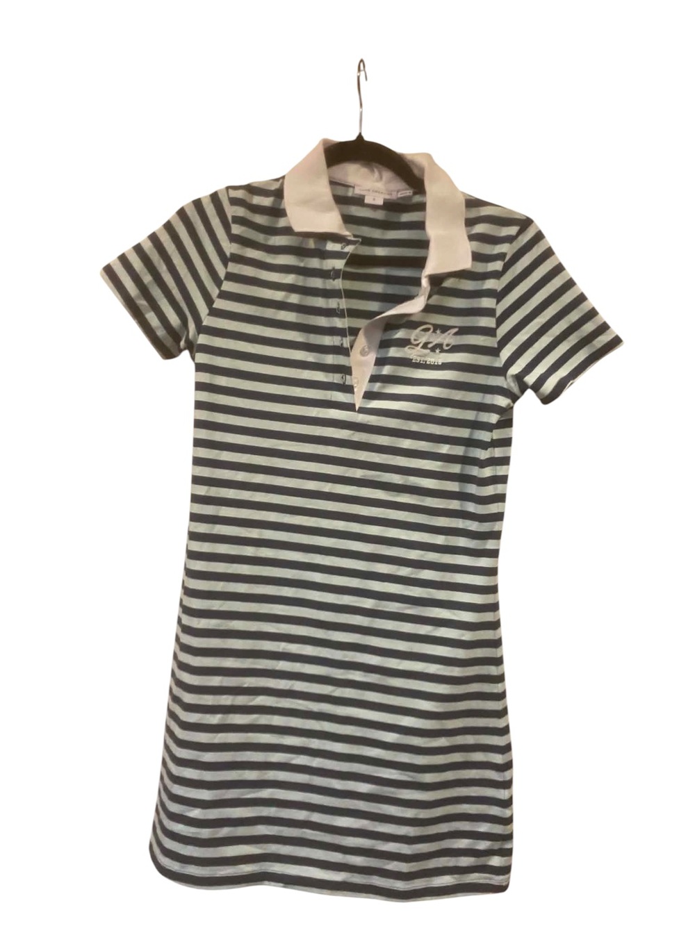 NWOT Good American Polo Dress Size Small STRIPE BLUE